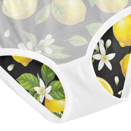 Yellow Lemons Black Girls' Underwear, Toddler Briefs, Girls Cotton Underwear, 2–8 Years4