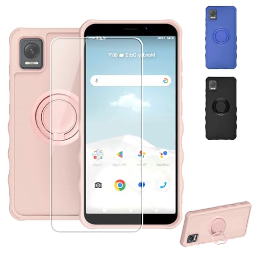 jioeuinly AT&T Vista 6812D Case Compatible with ATT Vista WTATTRW2 Phone Case Cover [with Tempered Glass Screen Protector][ 2MM Thickening Super Protection][Ring Support] Pink