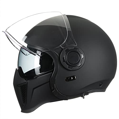 Triangle Open Face Motorcycle Helmet Half For Men Cruiser Scooter Street Bike Dot Approved (Large, Black)… #TOP1