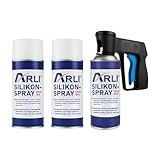 ARLI Silikonspray 3x 400ml + Pistolengriff für Sprühdosen Set Universelles Gleitmittel Trennmittel...