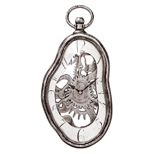 54444 Melting Clock, Wall Clock, Antique Silver