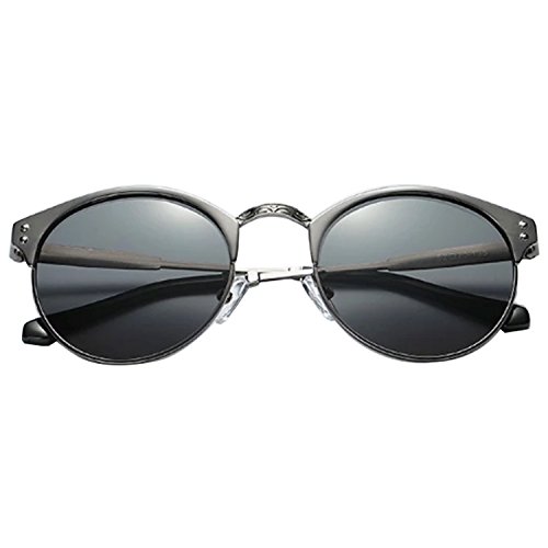 tecmac 036 Round Grey Mirror Lens UV400 Protection Sunglasses | HD Polarized | Unisex | Grey & Gun-Silver