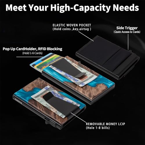 Minimalist Carbon Fiber Wallet for Men, Money Clip Cash Strap Wallet, RFID Blocking Metal Wallet Aluminum Card Holder,Front Pocket Wallet4