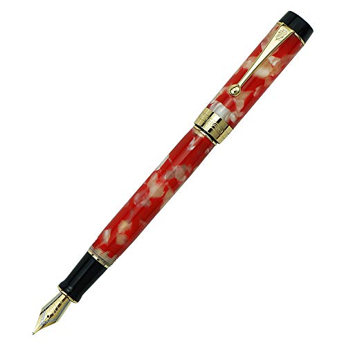 (ジンハオ) Jinhao 100 クラシック万年筆 錦鯉レッドセルロイド 極細ペン先 コンバーターとペンケースセット