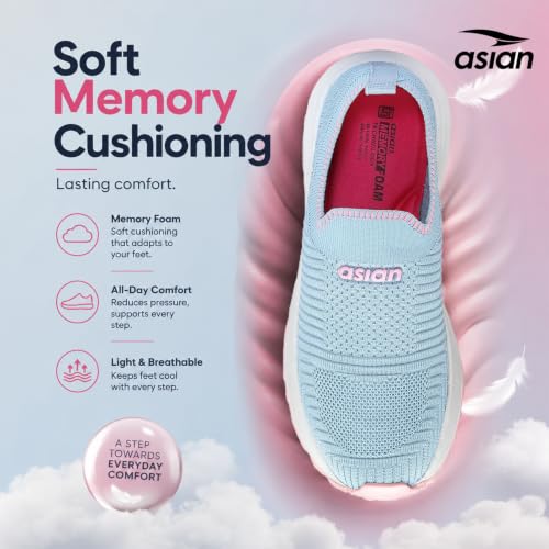 Image of ASIAN Breeze-04 Women's Slip-On Walking Shoes | Lightweight Knit Sneakers with Memory Foam Comfort | Casual, Travel