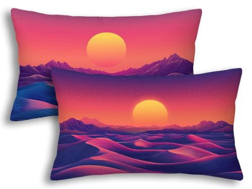 Fundas de cojines 40x60 paisaje de atardecer juego de 2 fundas rectangulares terciopelo con zipper 2
