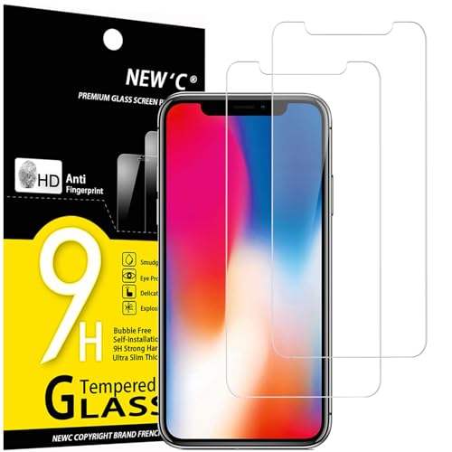 NEWC 2 Stück für iPhone 11 Pro und iPhone X und iPhone XS für Panzerglas Frei von Kratzern 9H Härte HD Displayschutzfolie 0.33mm Ultra-klar Ultrabeständig