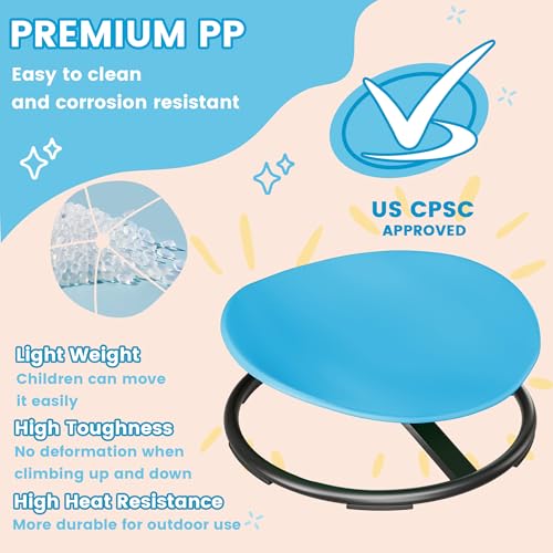 Image of Pterying 21 inch L x 19 inch W Large Size Spinning Chair for Autistic Kids, Ages3+ | Autism Sensory Products, Sensory Toys Gifts for Kids with Autism & ADHD, Training Body Coordination, Azure Rounded Shape