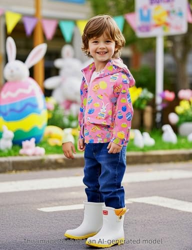 Image of COSLAND Toddler Boys Girls Rain Jacket Waterproof Hooded Raincoat, 2-5T