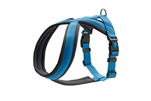 HUNTER Hundegeschirr LONDON COMFORT, atmungsaktives 3D-Mesh, 2-fach verstellbar, Sicherheitsverschluss, reißfest, leicht & pflegeleicht, Farbe: Hellblau, Größe: M-L