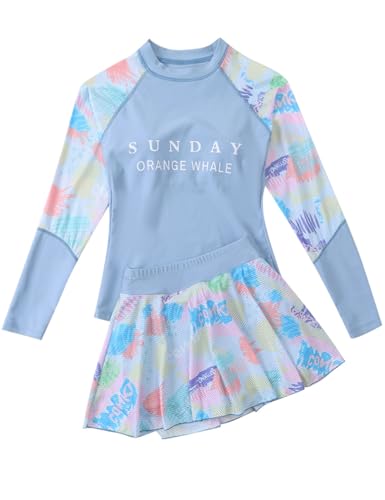 Image of Girls Short Sleeve Rash Guard Sets Swimsuits Two-Piece Beach Swimwear Quick Dry Bathing Suits UPF 50+ 8-16 Years