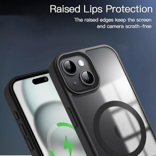 Image of KARWAN️ Hybrid Transparent iPhone 14 Plus Back Cover Case Compatibe with MagSafe | Shockproof Design |Camera Protection Bump | Transparent Back Cover Case for iPhone 14 Plus(PC, TPU | Black Bumper)