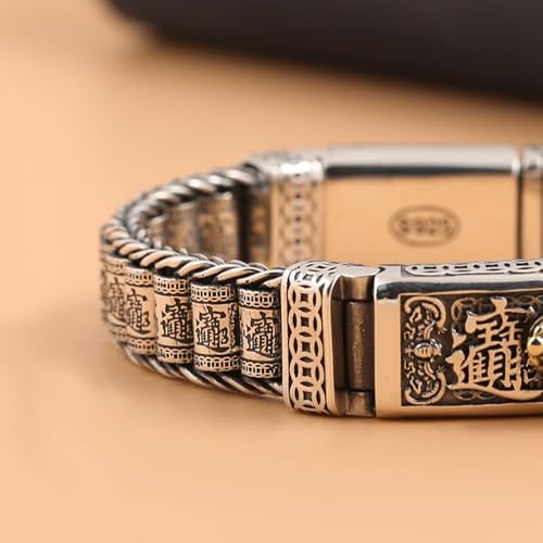 Pi Xiu Bracelet, Feng Shui Bracelet, Retro S925 Sterling Silver Lucky Bracelets, Pixiu Meditation Bracelets, Neo Chinese Style Wealth Money Amulet, Personalized Jewelry4
