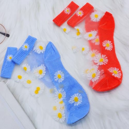 FZBNSRKO 7 Pairs Sheer Lace Ankle Socks Ultra Thin Transparent Colorful Mesh Low Cut Sock Short No Show Liner Thin Lace Fishnet Socks for Women/Girls(Mixed Color) 7