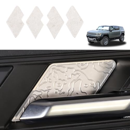 for Hummer EV Accessories Car Inner Door Panel Trim Sticker Front Rear Door Handle Panel Protection Cover Decoration Sticker Molding Compatible with Hummer EV SUV Truck 2022-2024 2025 4PCS (Silver)
