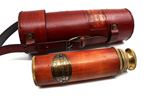 Pirate Brass Telescope – 25x30 Spyglass Monocular for Kids & Adults, Vintage Collapsible Brass Scope for Hiking, Travel, Nautical Decor – Handheld Pirate Telescope with Glass Optics