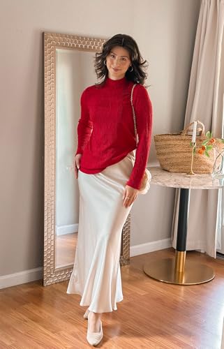 Image of Bashafo Women's 2024 Fall Long Sleeve Turtleneck Top Lightweight Tunic Sweaters