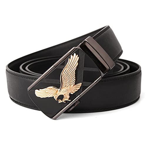 Mens Leather Adjustable Ratchet Belt Eagle Belt for Men,Business Formal,Black b,115CM/45.3''2