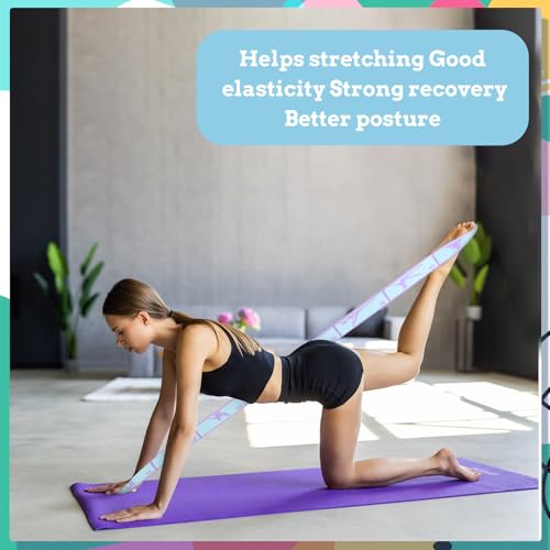 2Pcs Elastic Yoga Stretching Strap with Loops, Pilates Stretch Band, Elastic Exercise Bands, Leg Stretching Strap, Stretch Resistance Bands For Exercise(Purple&Pink,Size:33inch) - Image 6