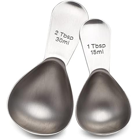 COLETTI Coffee Scoop Pack of 2 - Tablespoon Scoop - Stainless Steel Short Handle For Measuring Ground Coffee, Sugar and Baking (1 and 2 TBSP) Cover