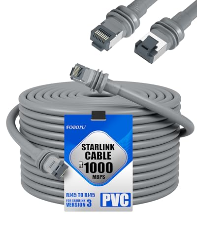 Foboiu Fit for Starlink Gen 3 Cable 175FT/ 53M Long Cable, Replacement Extension Starlink Ethernet Cable Waterproof Compatible with Starlink Cord V3, Grey (175Feet /53 Meter)