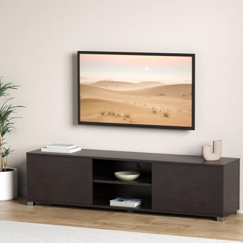 Image of DeckUp Cannes Engineered Wood 2-Door TV Stand and Home Entertainment Unit (Dark Wenge, Matte Finish)