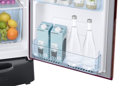 Image of Samsung 183 L, 5 Star, Digital Inverter, Direct-Cool Single Door Refrigerator (RR20F2825BR /NL, Begonia Red, Base Stand Drawer)