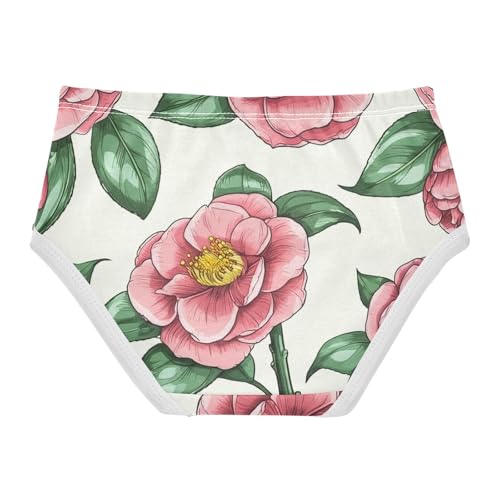 Toddler Girls Underwear 2t Cotton Cute Panties Girl Fun Print Underpants Briefs Pink Flower Green Leaves Beige2