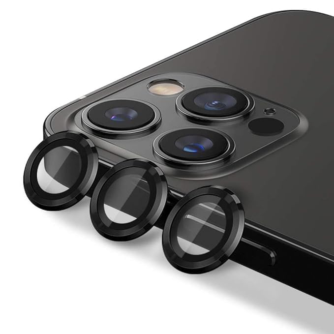 Image of DD SON Back Camera Lens Protector Tempered Glass For iPhone 12 Pro Max (Black) Case Friendly with Edge to Edge Coverage and Easy Installation Kit, Pack of 1