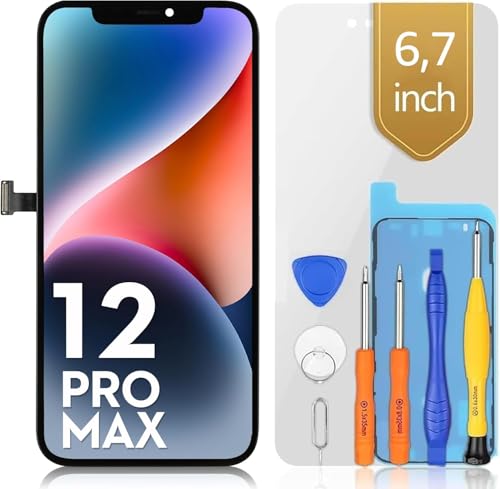 bokman Pantalla para iPhone 12 Pro Max, pantalla táctil de 6,7 pulgadas FHD y reemplazo de pantalla (Face ID, True Tone programable)
