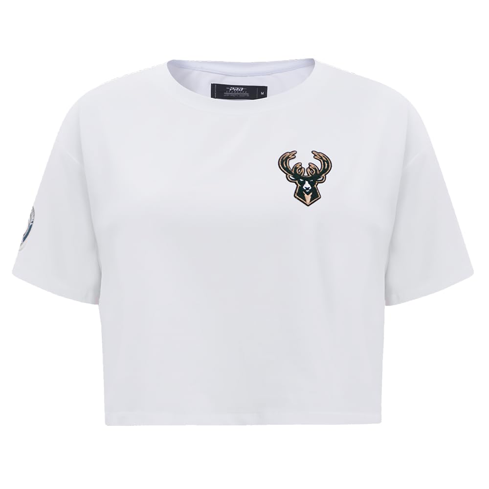 Womens NBA Classic Chenille Cotton Short Sleeve Boxy Tee White