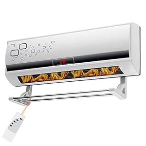 CCFCF Wandmontage/bureau ventilatorkachel, afstandsbediening / 24 uur timer, wandventilatorkachels verwarmingstoestellen PTC keramische verwarming (1500W)