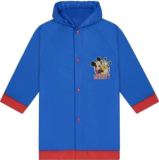Disney Mickey Mouse Boys Waterproof Outwear Hooded Rain Slicker - Ages 2 to 9 years