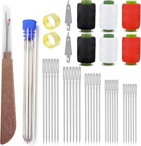 Lista de Hilos de coser de esta semana. 41 Toketa kit de costura de 37 piezas, juego de agujas de acero con ojo grande, porta-agujas e hilo, agujas inoxidable para costura manual, costureros para casa (incluye hilos para...