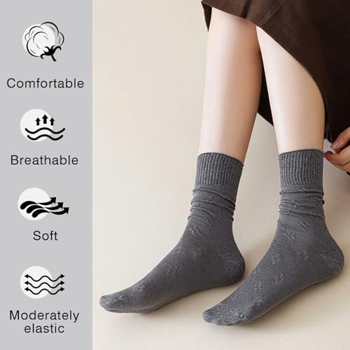 Image of YOYOU Ruffle Crew Socks Women, Frilly Socks, Girly Scalloped Lettuce