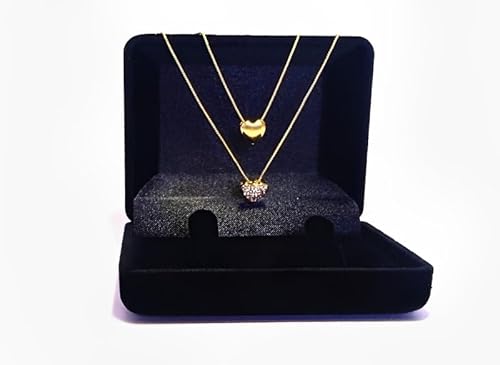Colar Corações Encantados Banhada a Ouro 18k Pingente Feminino Coração Corrente Duplo Zircônia Cordã