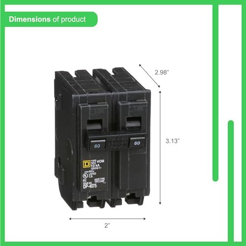 Square D - HOM260CP 60-Amp 2-Pole Plug-On Circuit Breaker, Black