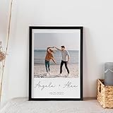 Made in Gift - Lámina Enmarcada - Lienzo Personalizado con Collage Fotos y Texto - Decoración Hogar - Tamaño A4 - Marco Incluido - Regalo para Parejas y Familia (Minimalista)