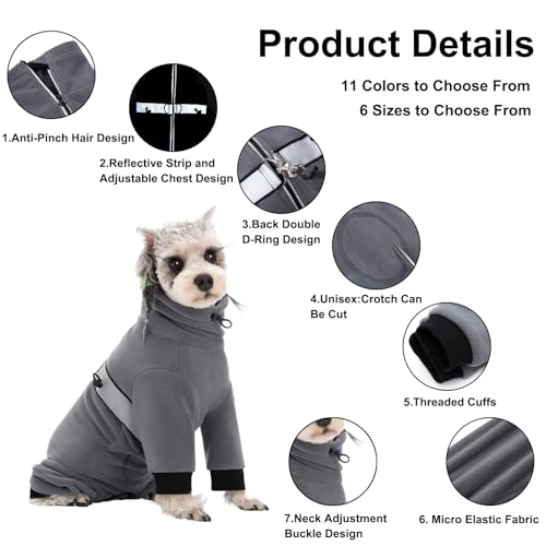 BT Bear Warme Mäntel für kleine Hunde, verstellbarer Fleece-Overall mit D-Ring, Wintermantel für kleine Hunde, Hellgrau, Größe S