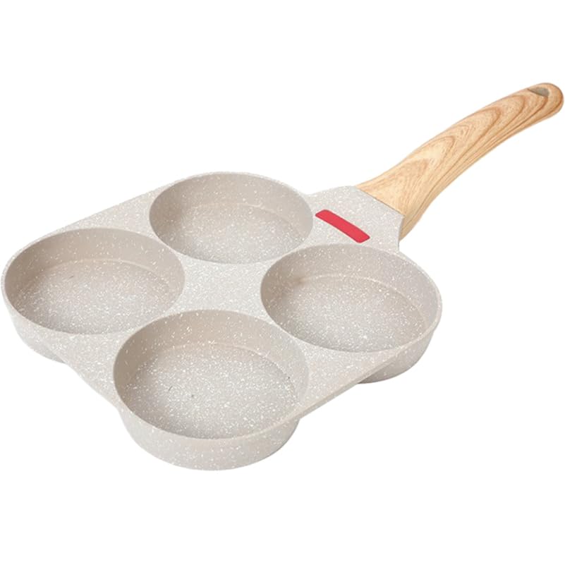 SHINEOFI Sartén para Huevos 4 Orificios Antiadherente de Piedra Volcánica Multifunción para Freír y Cocinar Desayuno Apta para Cocina Doméstica Fácil de Limpiar
