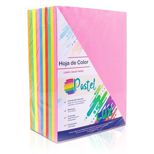 La Mejor Recopilación de Papel pastel más recomendados. 46 Hojas de Colores Pastel LUX, Pack c/1,000 Hojas, 10 Colores Surtidos Tamaño Carta