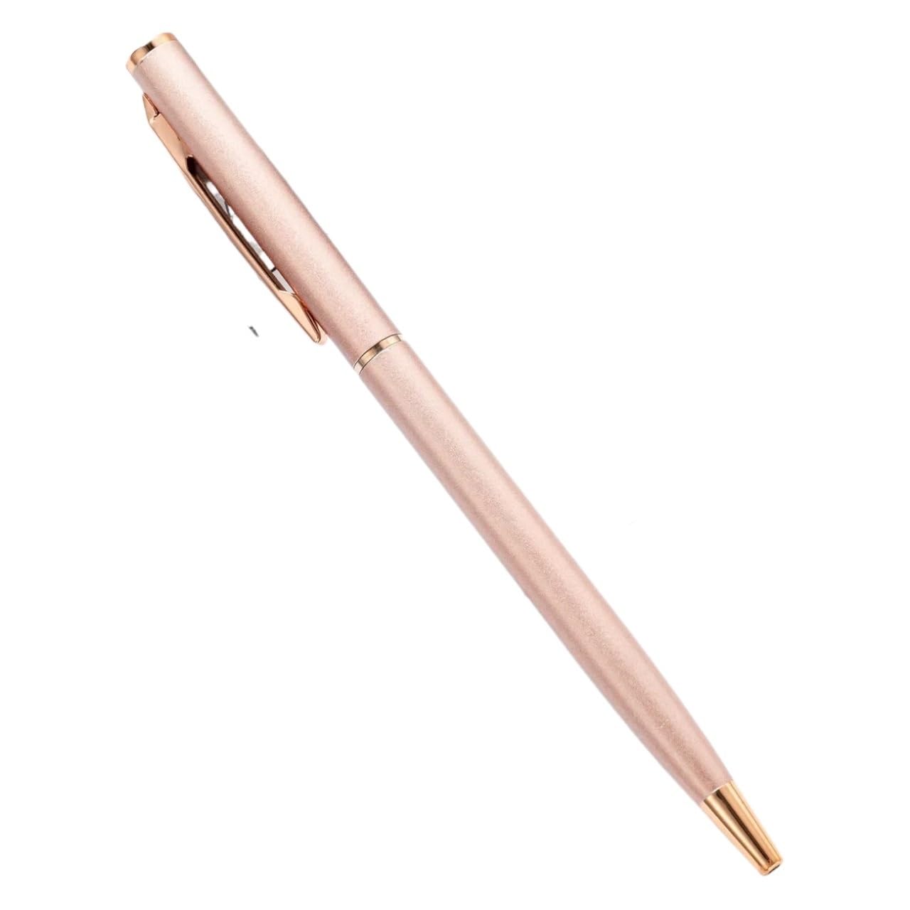 KLVN Metall-Kugelschreiber, Roségold, individuelles Logo, Schreibwaren, Business-Geschenk, Schriftzug, gravierter Name, Schule und Bürobedarf (Rose, Schwarz, 50 Stück)