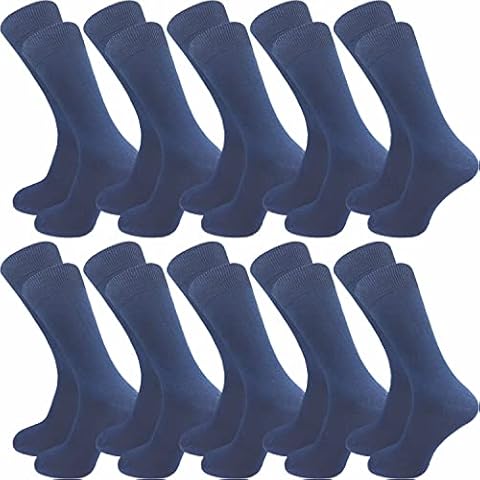 GAWILO 10 Pairs of 100% Cotton Socks for Sensitive Feet - No Pressing Seam - Men & Women - Vein-Friendly Comfort Waistband - Blue - 9-11 Cover