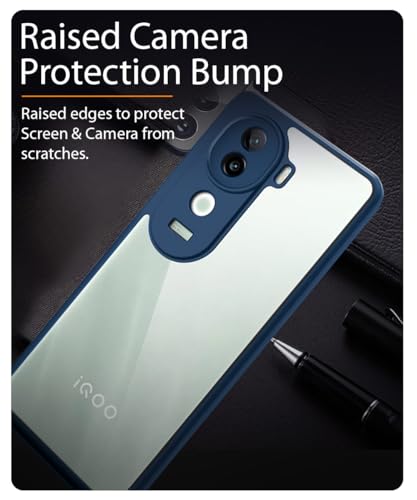 Image of WOW IMAGINE Shockproof Hybrid Back Cover for iQOO Z9s 5G | Vivo V40e 5G | Hard Slim fit Back Case | PC & TPU | Clear Transparent Case - Blue