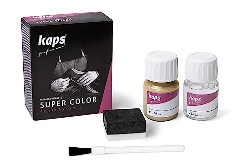 Tinte con Imprimación para Zapatos y Bolsos Textiles Y de Cuero Natural Y Sintético, Kaps Super Color And Preparer, 70 Colores (407 - oro brillante)