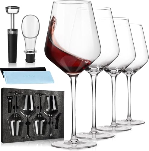 Reviews de Copas de cristal - solo los mejores. 50 Tucorresi Copas de Vino: 4PCS 650ml Copas de Vino Tinto - Vaso de Cristal Soplado a Mano Regalo Ideal para Amantes del Tinto Fiesta Cumpleaños Uso diario, 22oz