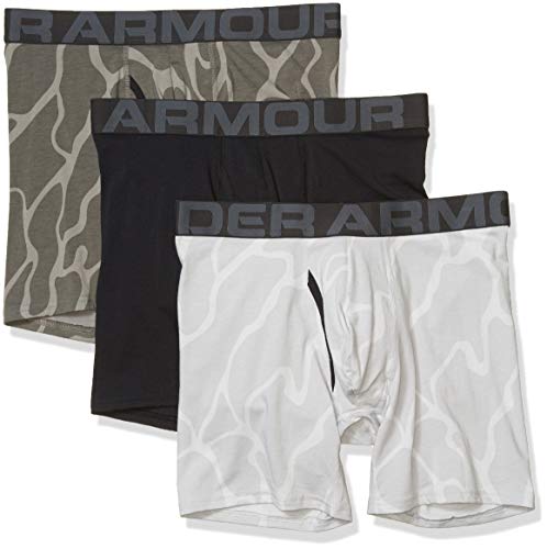 Under Armour Men's Charged Cotton 6-inch Novelty Boxerjock 3-Pack, Black (003)/Surface Gray, XX-Large
