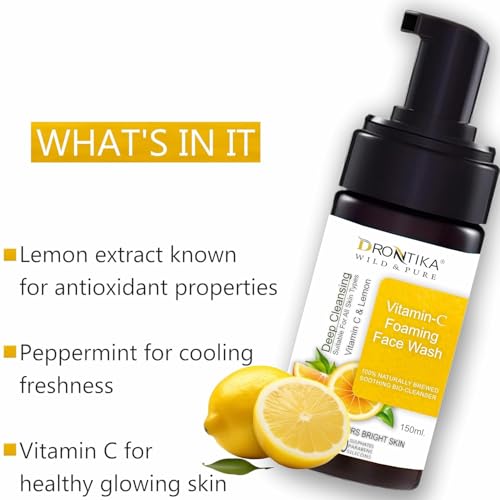 Image of Drontika Wild & Pure Vitamin C Super Bright Foaming Face Wash For Dull&Pigmented Skin|With Triple Vitamin C,Blood Orange&Papaya|Sulphate Free|For All Skin Types|For Women&Men (Vitamin C)