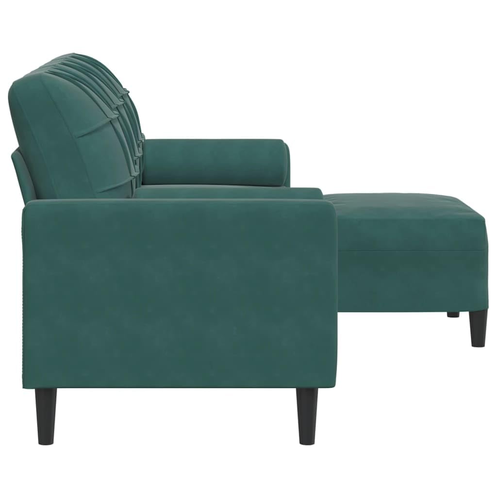 Sofá de 3 plazas con Taburete de Terciopelo Verde Oscuro 180 cm