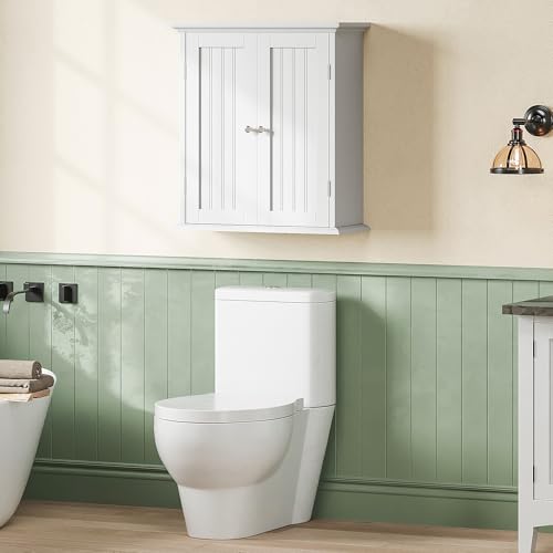 ChooChoo Bathroom Wall Cabinet, Over The Toilet Space Saver Storage Cabinet, Medicine Cabinet with 2 Door and Adjustable Shelves, Cupboard - Image 8